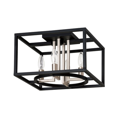 Mundazo 4 Light 12.99 inch Black and Brushed nickel Flush Mount Ceiling Light