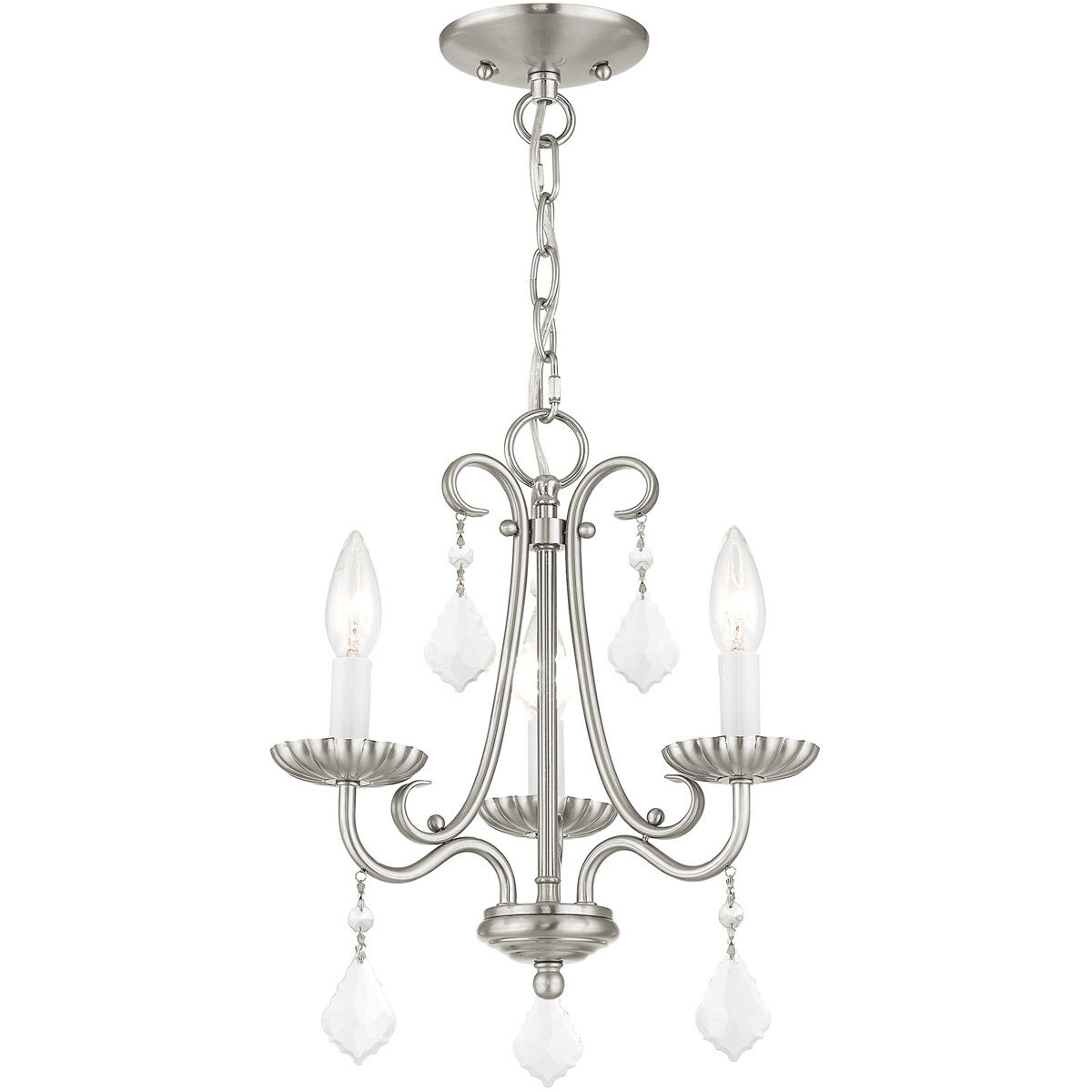 Daphne 3 Light 13.88 inch Brushed Nickel Mini Chandelier Ceiling Light