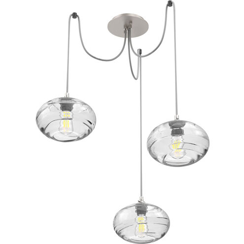 Coppa 3 Light 17 inch Metallic Beige Silver Swag Multi-Pendant Ceiling Light in Clear Optic
