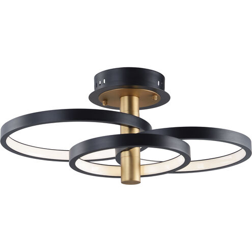 Hoopla LED 15.75 inch Black and Gold Semi-Flush Mount Ceiling Light