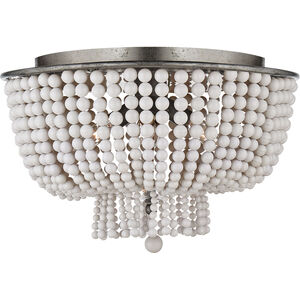 AERIN Jacqueline 4 Light 18 inch Burnished Silver Leaf Flush Mount Ceiling Light in White Acrylic