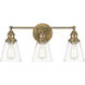 Barwell 3 Light 24 inch Oxidized Aged Brass Bath Vanity Light Wall Light