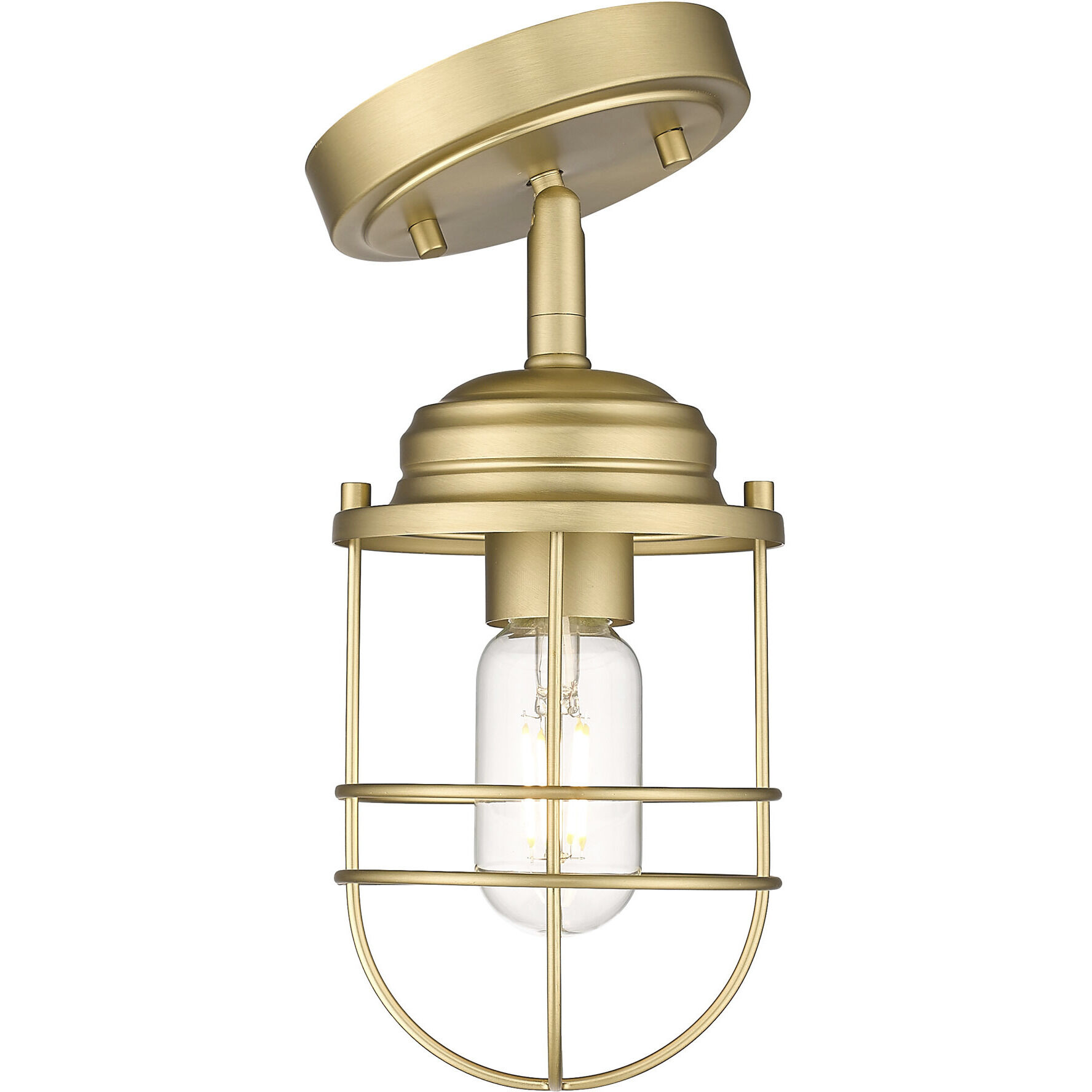 Seaport 1 Light 4.63 inch Brushed Champagne Brass Semi-Flush Mount Ceiling Light
