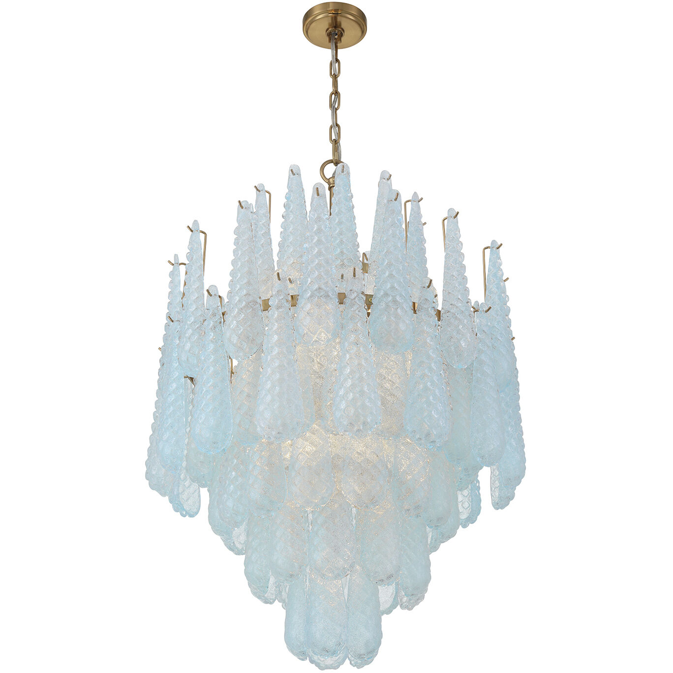 Ollie 16 Light 26.25 inch Aged Brass Chandelier Ceiling Light in Sand Glass Blue