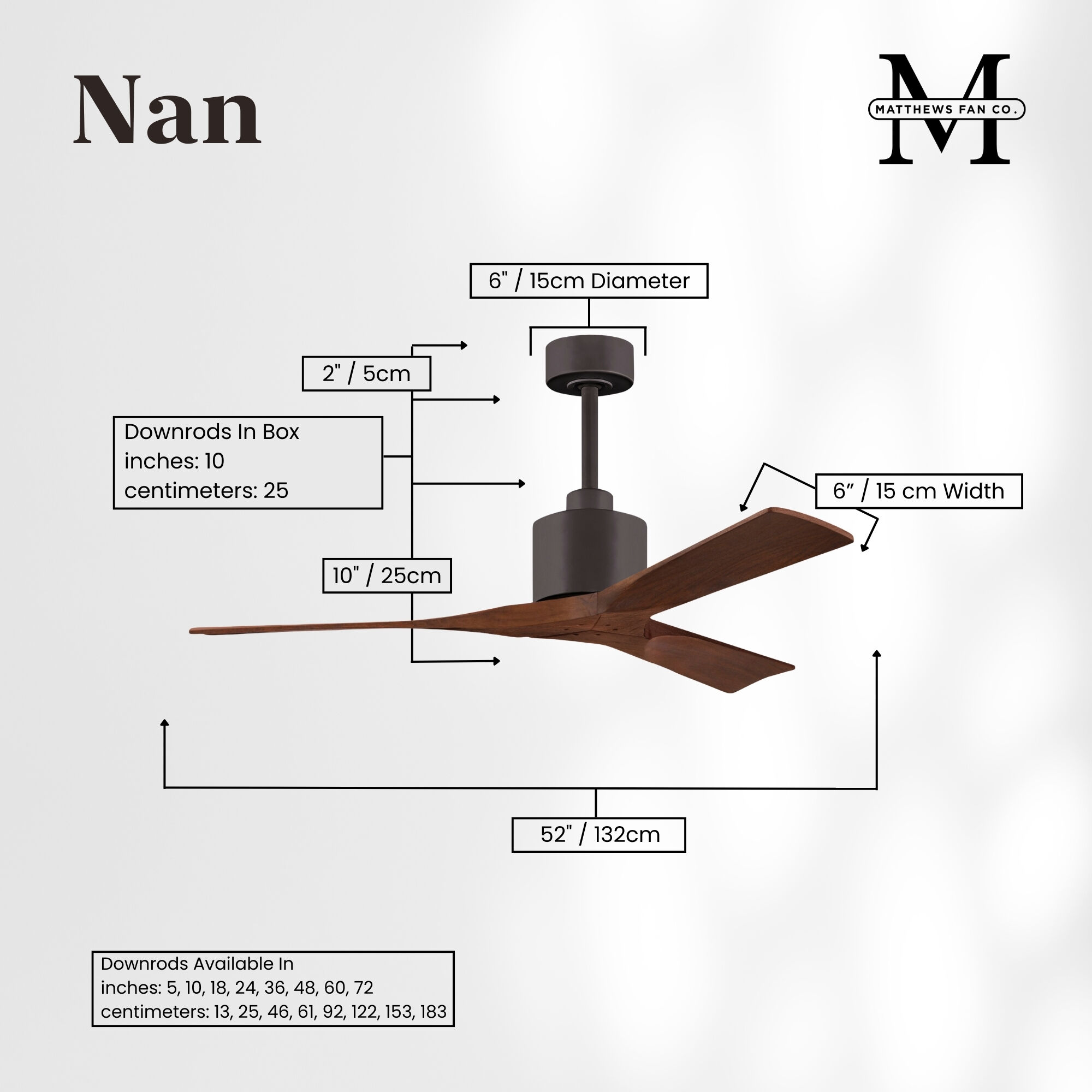 Atlas Nan 52 inch Textured Bronze with Walnut Tone Blades Ceiling Fan