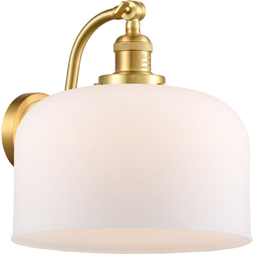 Franklin Restoration X-Large Bell 1 Light 12 inch Satin Gold Sconce Wall Light in Matte White Glass, Franklin Restoration