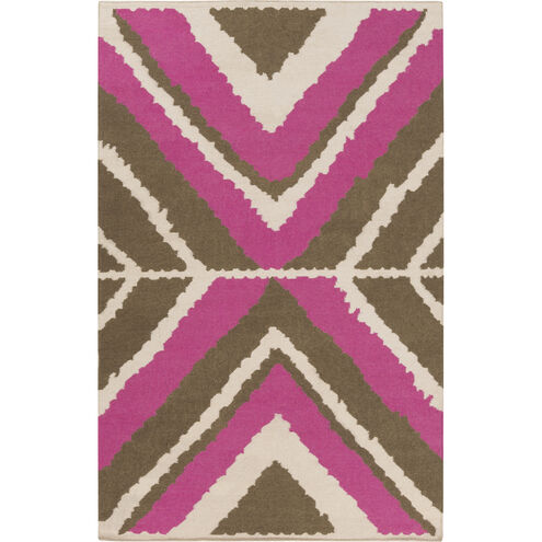 Alameda 132 X 96 inch Bright Pink, Dark Brown, Khaki Rug