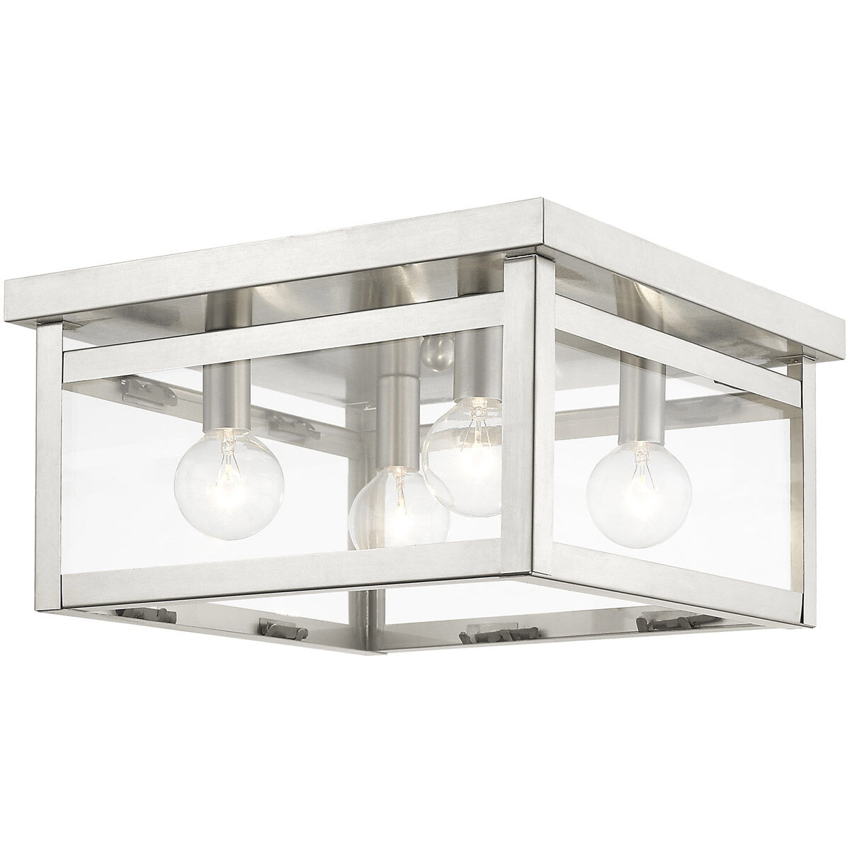 Milford 4 Light 11 inch Brushed Nickel Flush Mount Ceiling Light