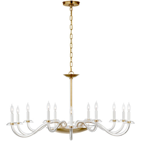 Paloma Contreras Brigitte LED 50 inch Clear Glass and Hand-Rubbed Antique Brass Chandelier Ceiling Light, Grande