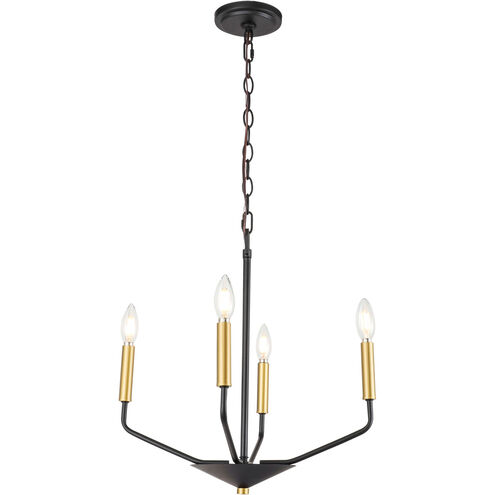 Geneseo 4 Light 18 inch Black and Brass Pendant Ceiling Light