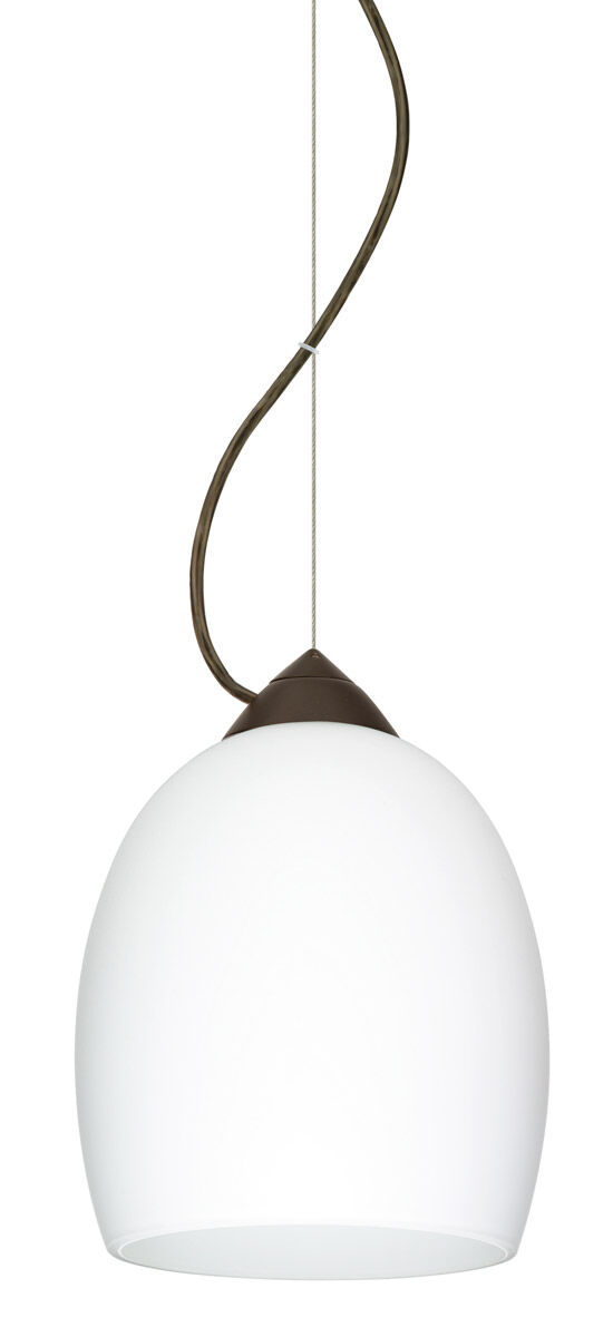Lucia LED Bronze Pendant Ceiling Light in Opal Matte Glass