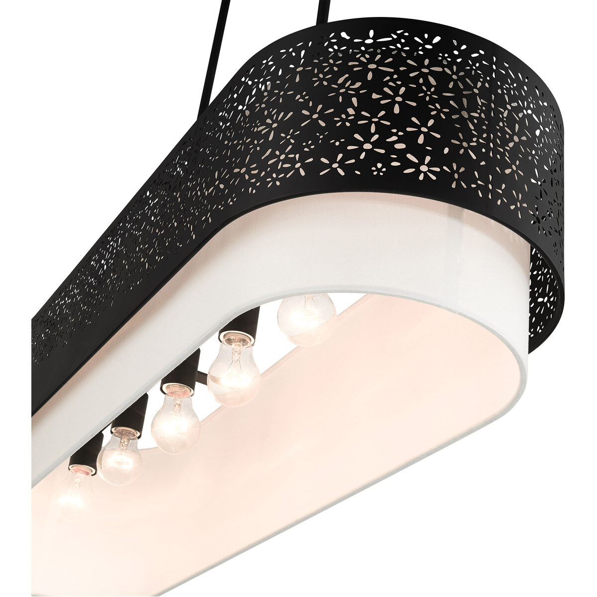 Noria 6 Light 40 inch Black Linear Chandelier Ceiling Light