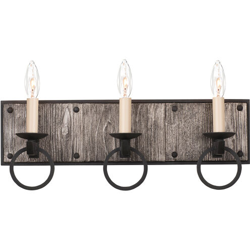 Laramie 3 Light 19 inch Black Iron Bath Vanity Wall Light