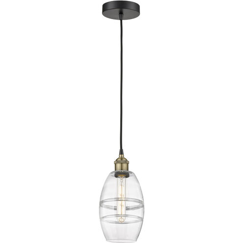Edison Vaz 1 Light 5.88 inch Black Antique Brass Cord Hung Mini Pendant Ceiling Light