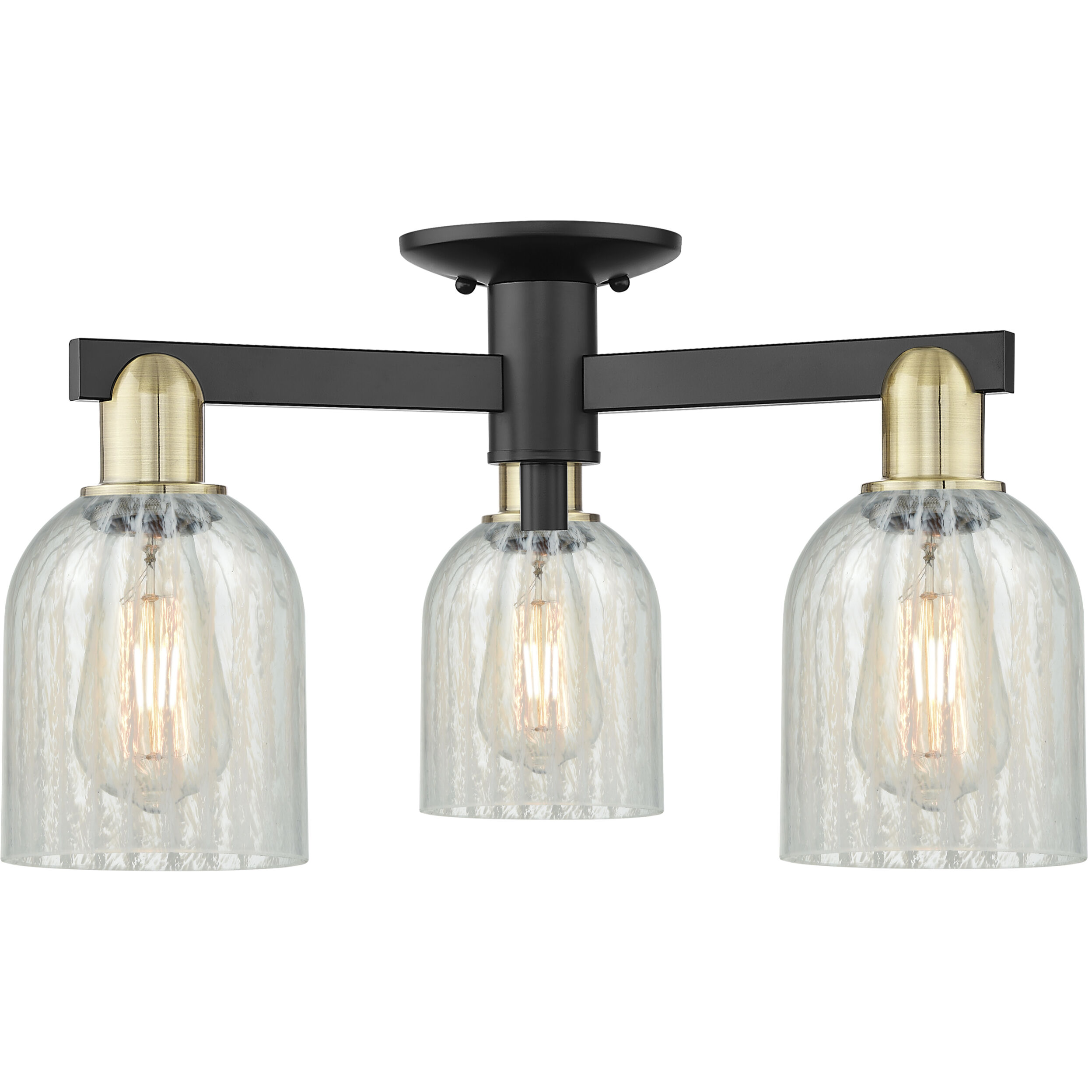 Arcadia Caledonia 3 Light 23 inch Black Antique Brass Semi-Flush Mount Ceiling Light