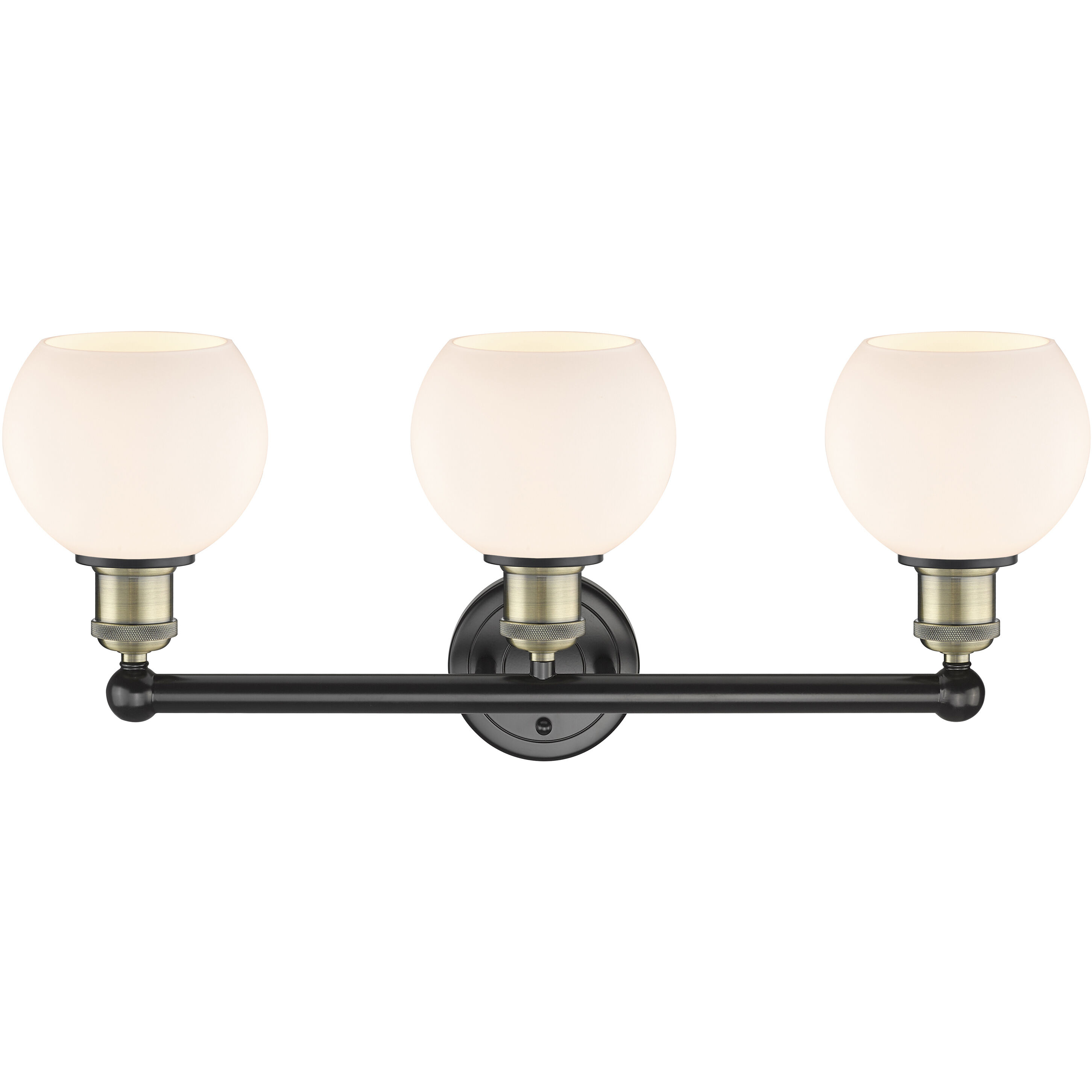 Athens 3 Light 24 inch Black Antique Brass Bath Vanity Light Wall Light in Matte White