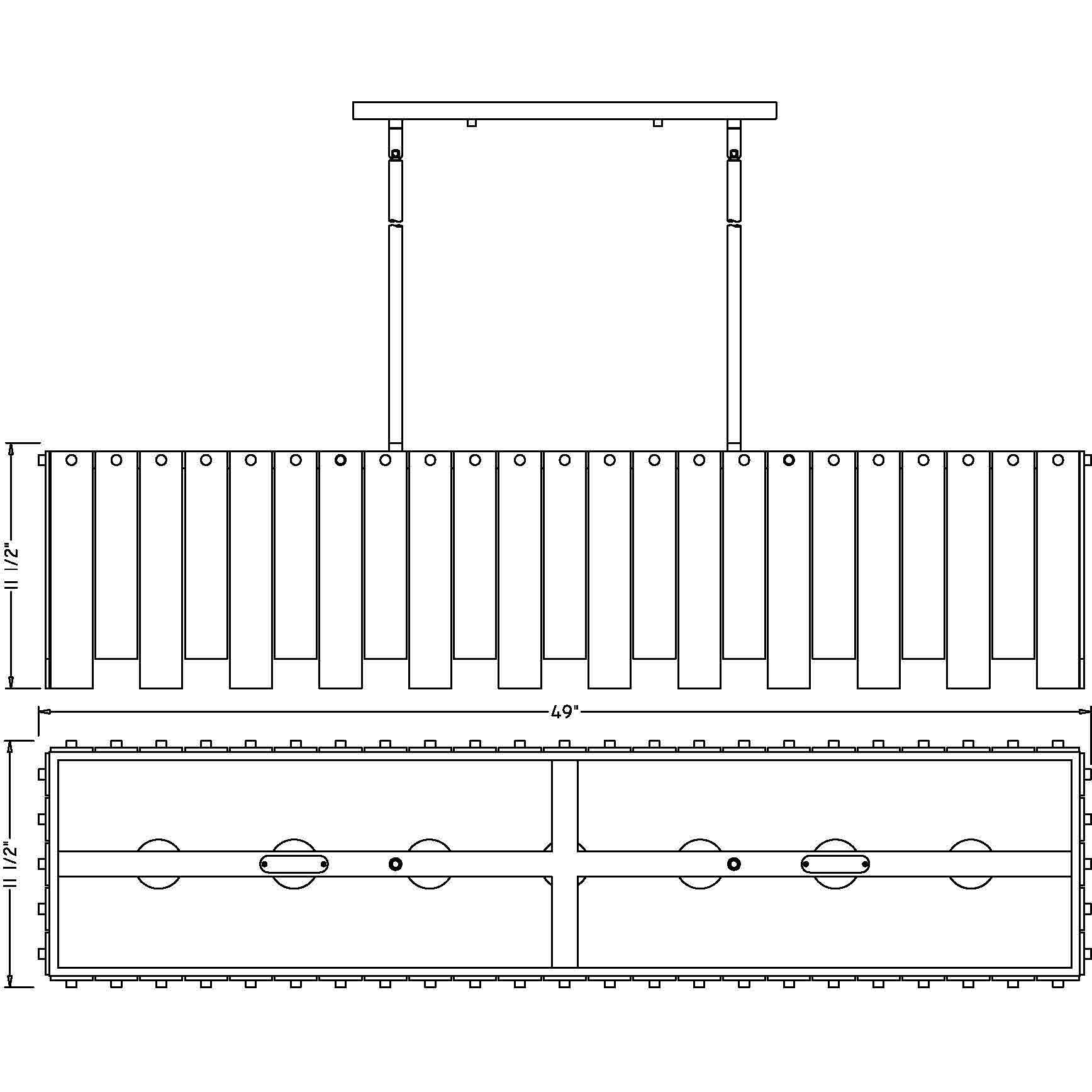 Viviana 7 Light 49 inch Polished Nickel Linear Chandelier Ceiling Light