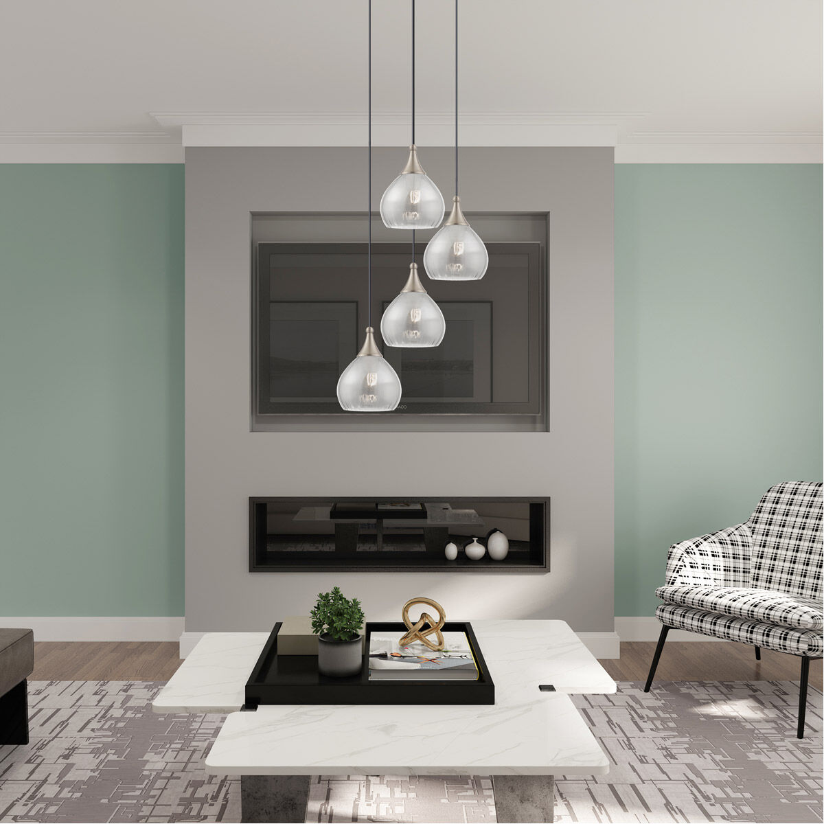 Art Glass 1 Light 7 inch Brushed Nickel Mini Pendant Ceiling Light