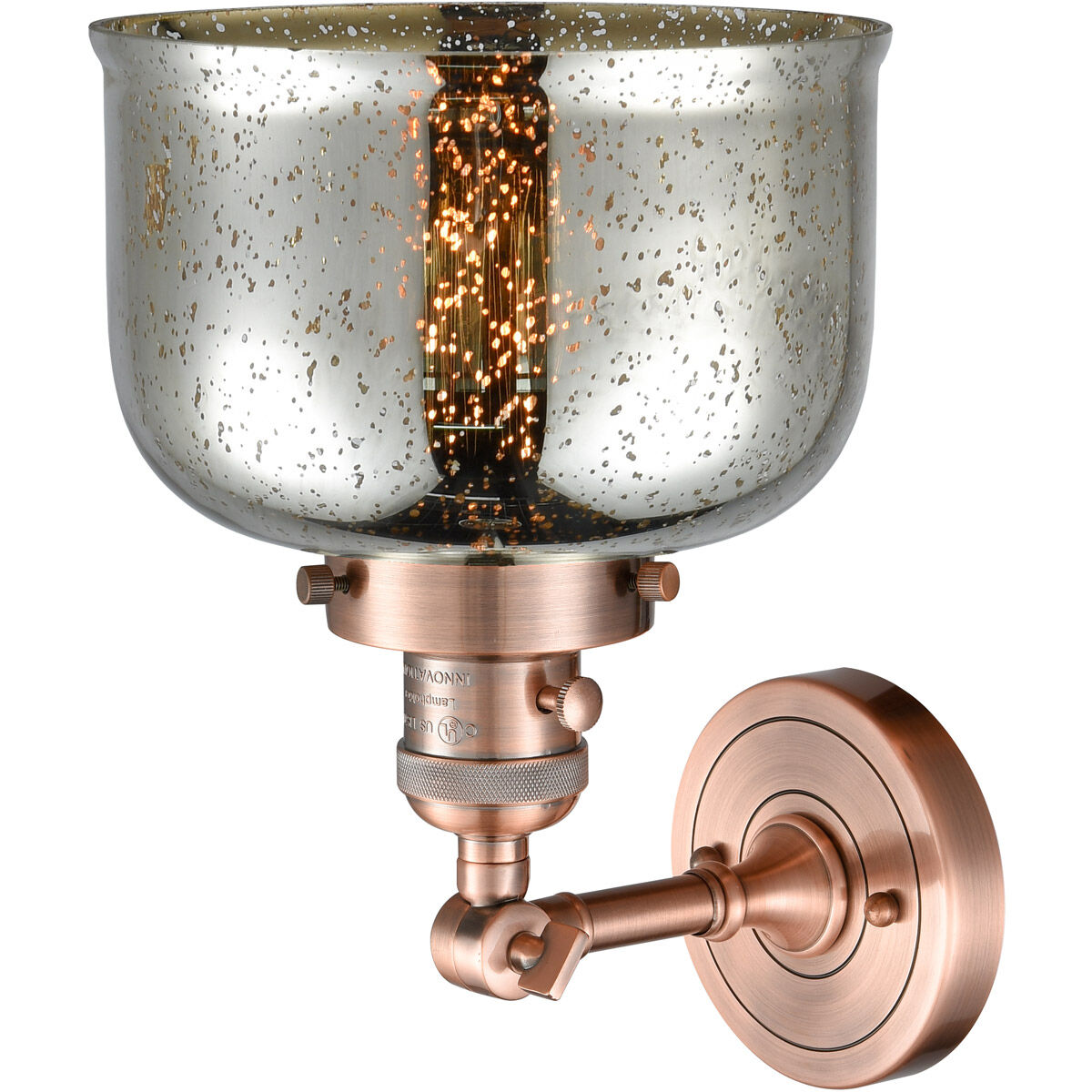 Franklin Restoration Large Bell LED 8 inch Antique Copper Sconce Wall Light, Franklin Restoration