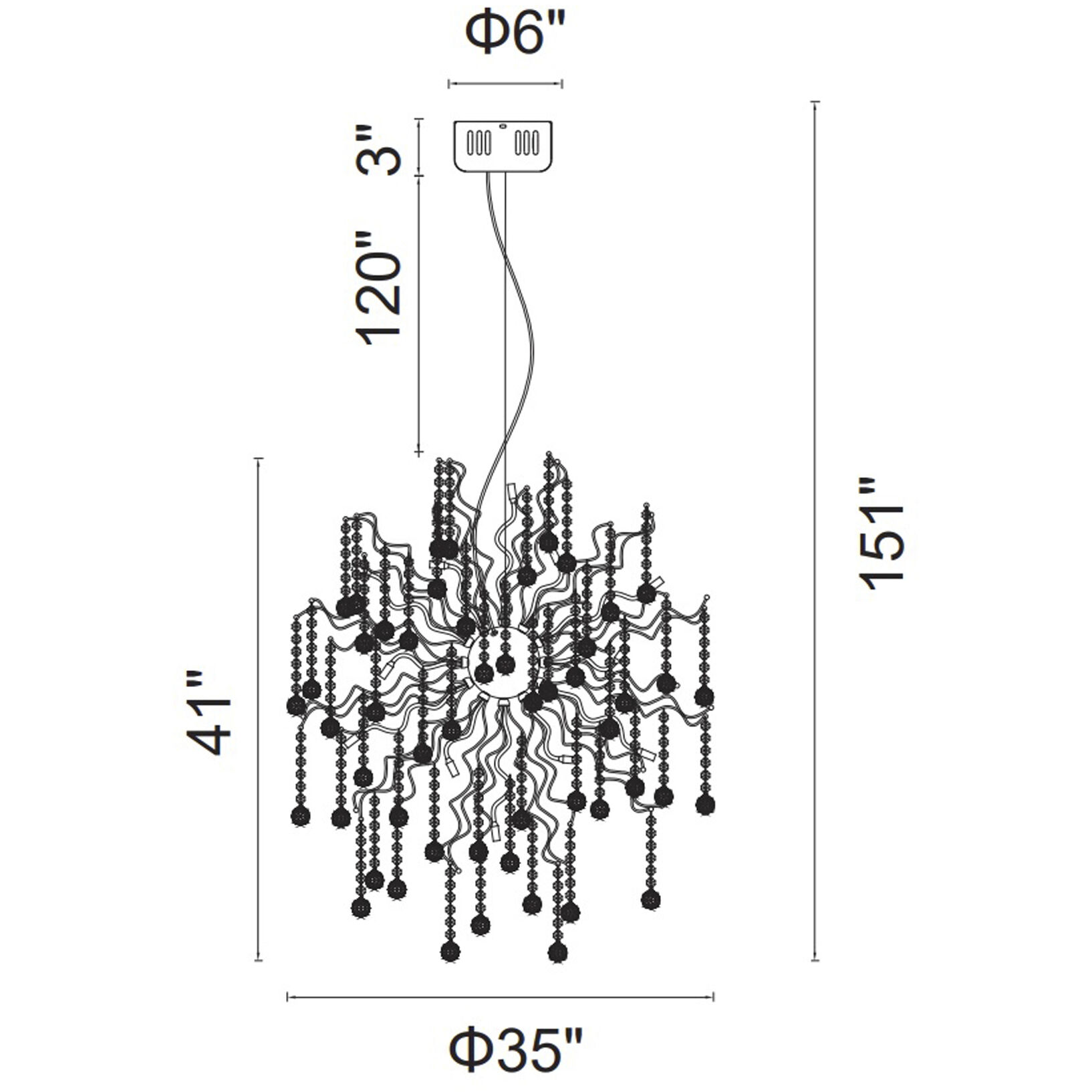 Cherry Blossom LED 35 inch Chrome Chandelier Ceiling Light