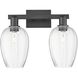 Preston 2 Light 16 inch Matte Black Bath Vanity Light Wall Light in Clear Glass