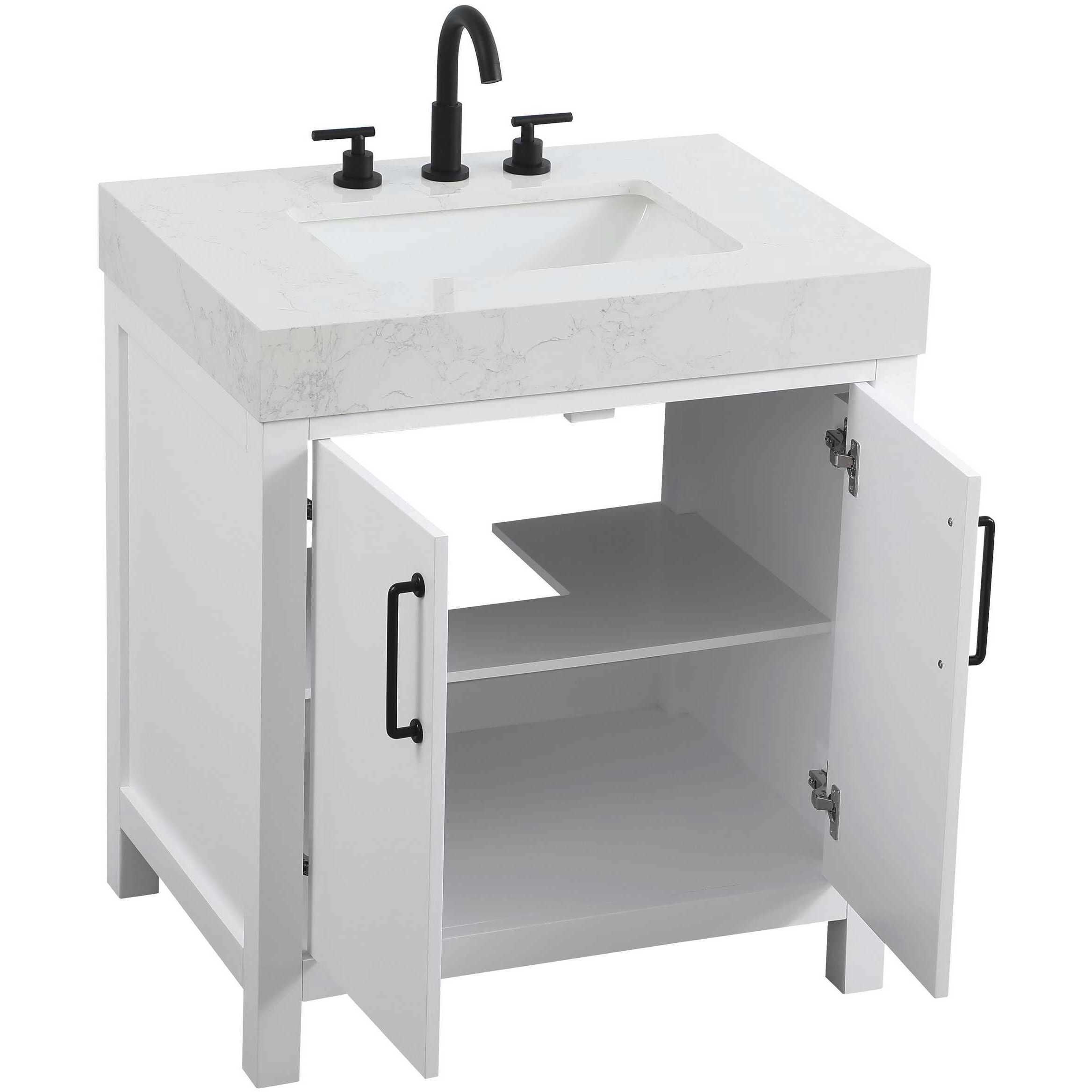 Nathan 30 X 34 inch White Bathroom Vanity Cabinet