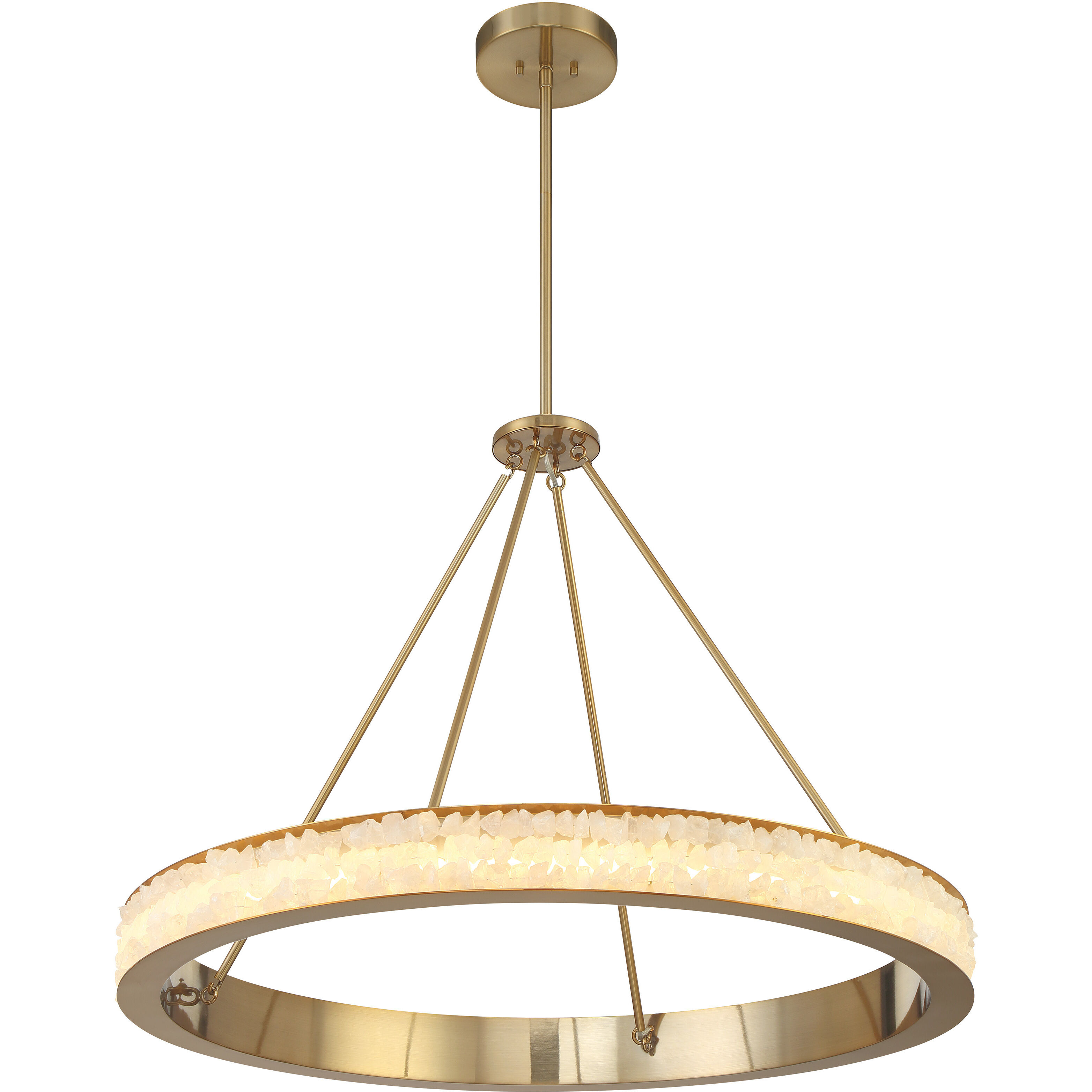 Divinely LED 36.75 inch Celeste Brass Chandelier Ceiling Light