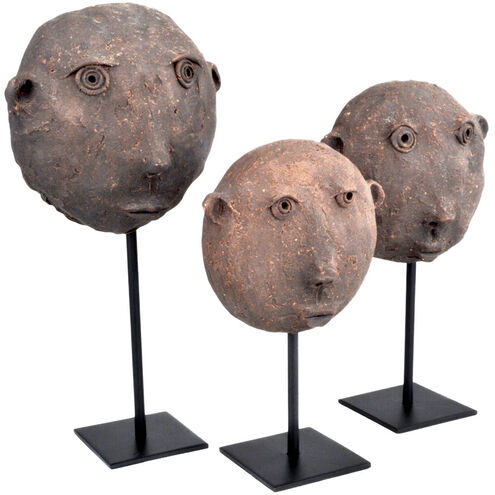 Terracotta Masks 10.5 X 5 inch Sculptures, Set of 3