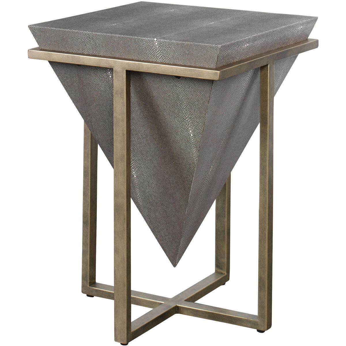 Bertrand 25 X 18 inch Gray Faux Shagreen and Aged Gold Accent Table