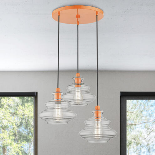 Everett 3 Light 20 inch Shiny Orange Pendant Chandelier Ceiling Light