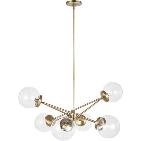 AERIN Tierney 6 Light 33.5 inch Satin Brass Pendant Ceiling Light