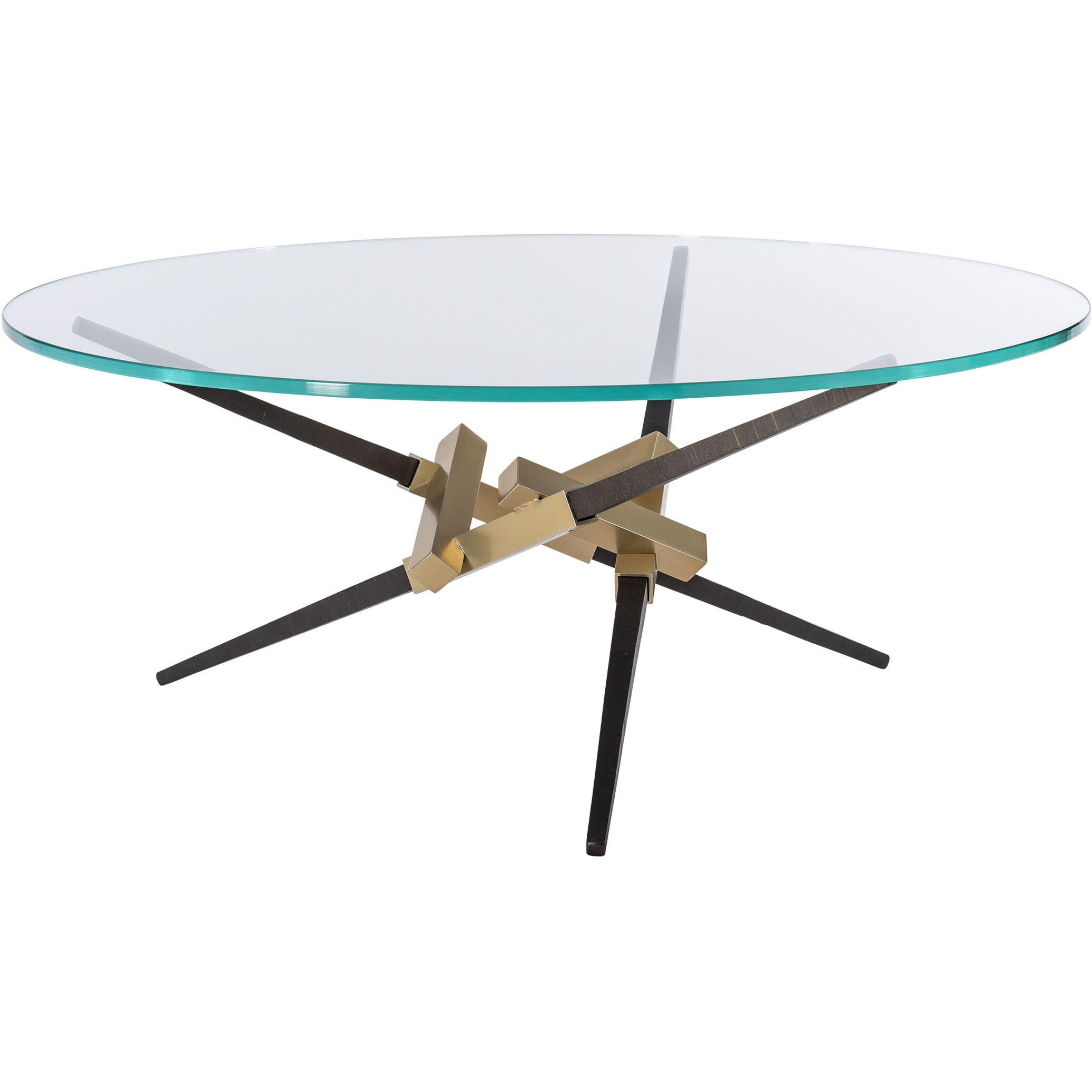 Crux 36 inch White and Modern Brass Coffee Table