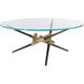Crux 36 inch White and Modern Brass Coffee Table