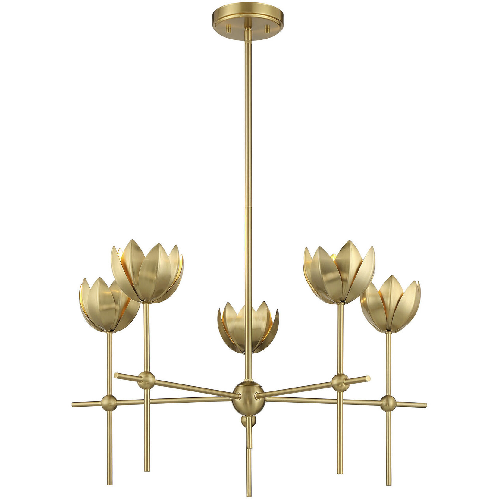 Bohemian LED 26 inch Natural Brass Chandelier Ceiling Light