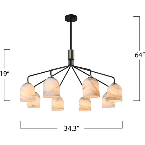 Crema 8 Light 34.25 inch Black and Brushed Brass Chandelier Ceiling Light