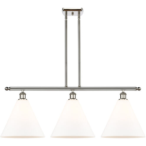 Ballston Ballston Cone LED 38.5 inch Polished Nickel Island Light Ceiling Light in Matte White Glass