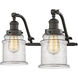 Franklin Restoration Canton 2 Light 18 inch Oil Rubbed Bronze Bath Vanity Light Wall Light in Seedy Glass, Franklin Restoration
