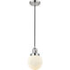 Franklin Restoration Beacon 1 Light 6 inch Polished Nickel Mini Pendant Ceiling Light in Incandescent, Matte White, Franklin Restoration