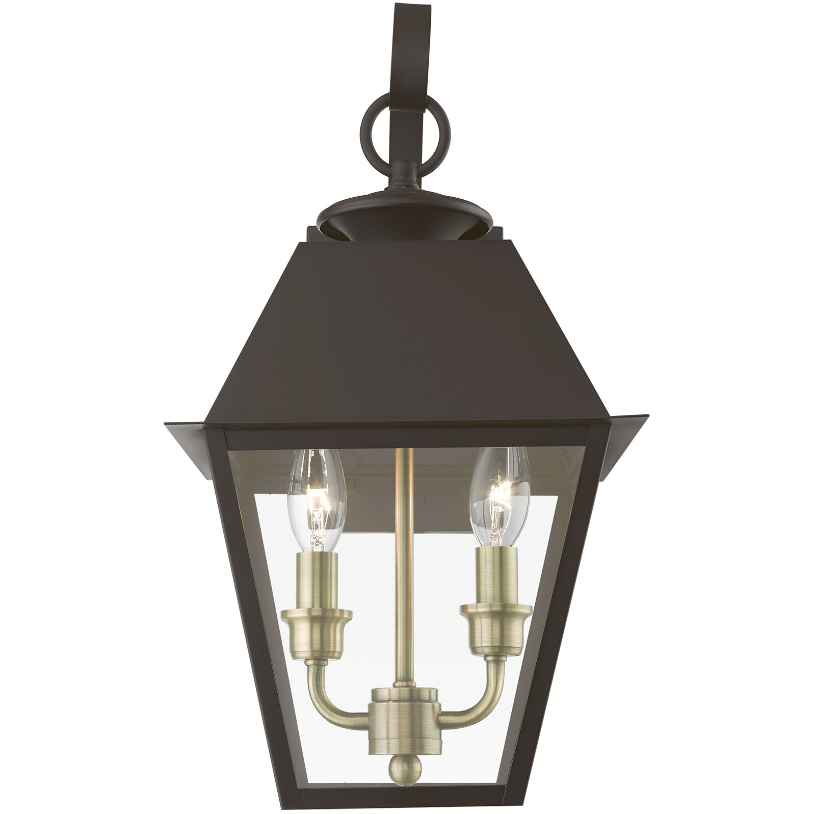 Wentworth 2 Light 17 inch Bronze with Antique Brass Finish Cluster Outdoor Wall Lantern, Medium
