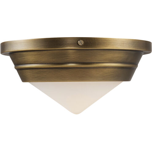 Willard 1 Light 10.13 inch Vintage Brass Flush Mount Ceiling Light in Opal Glass