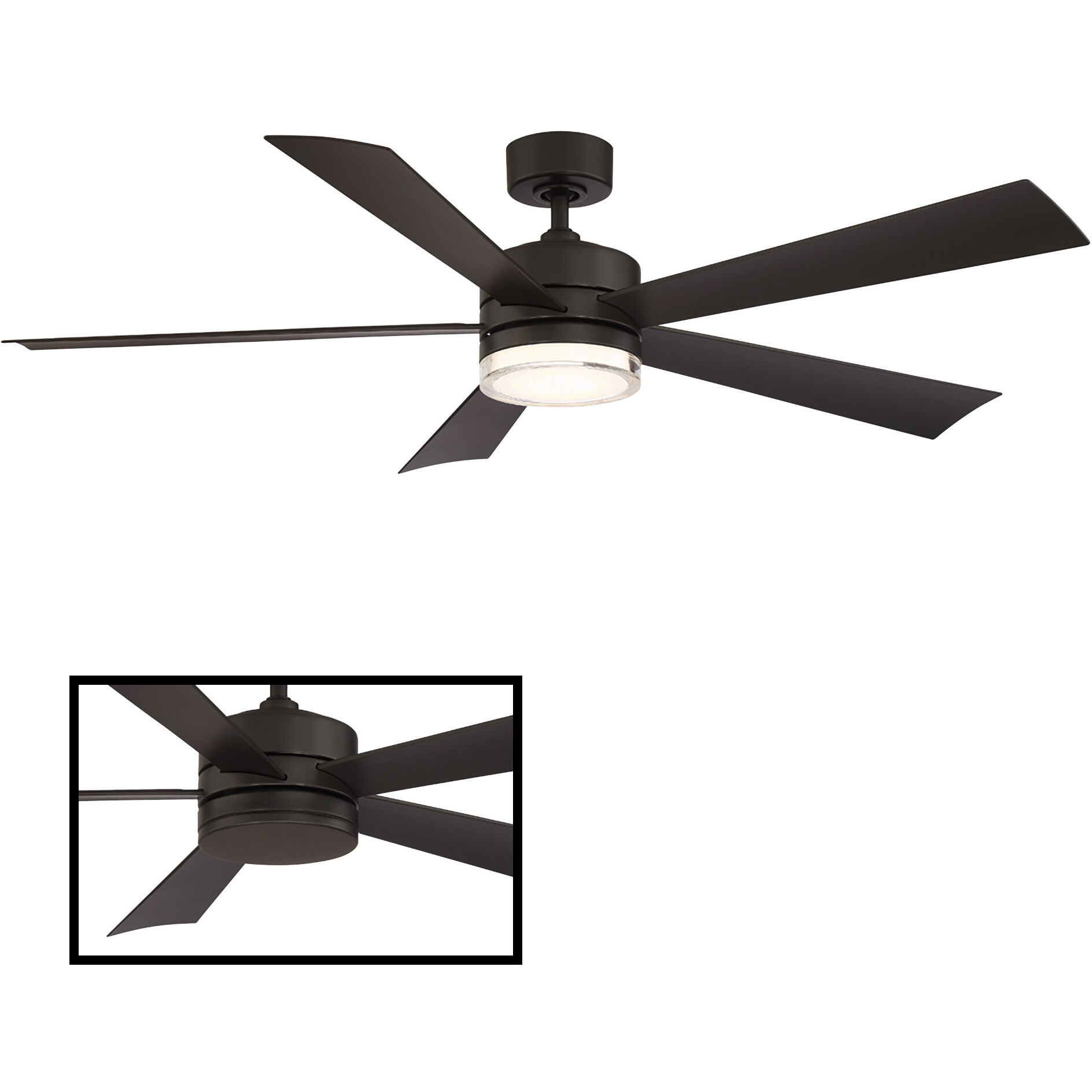 Wynd 60 inch Bronze Downrod Ceiling Fan in 3000K, Smart Ceiling Fan