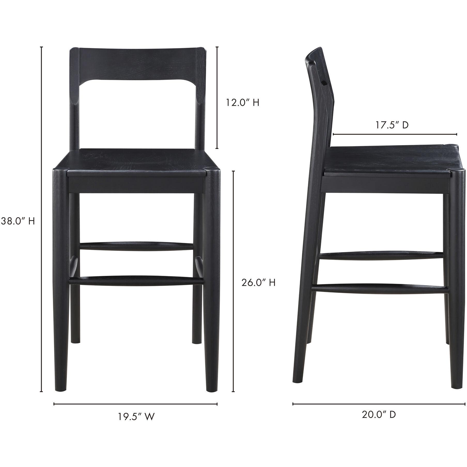 Owing 38 inch Black Counter Stool