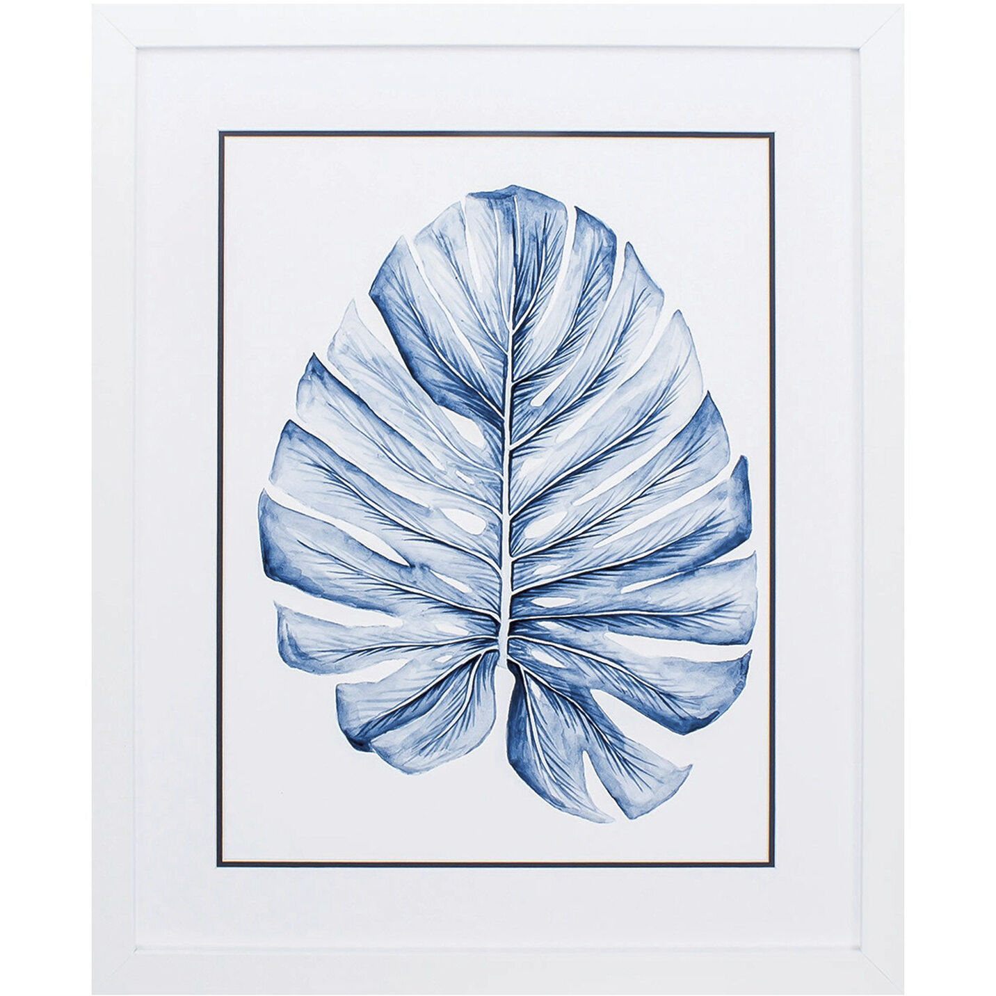 Indigo Tropical Leaf Blue Framed Art, Propac