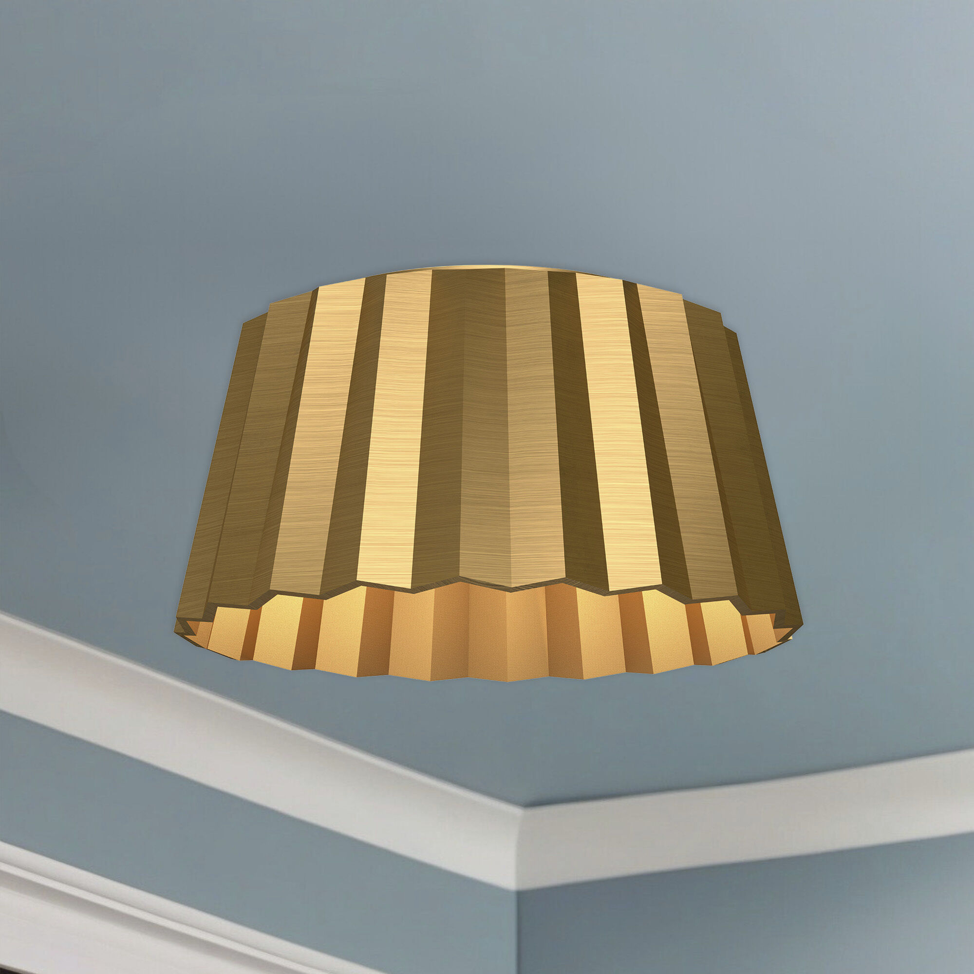 Alora Mood Plisse 2 Light 14.13 inch Aged Gold Flush Mount Ceiling Light