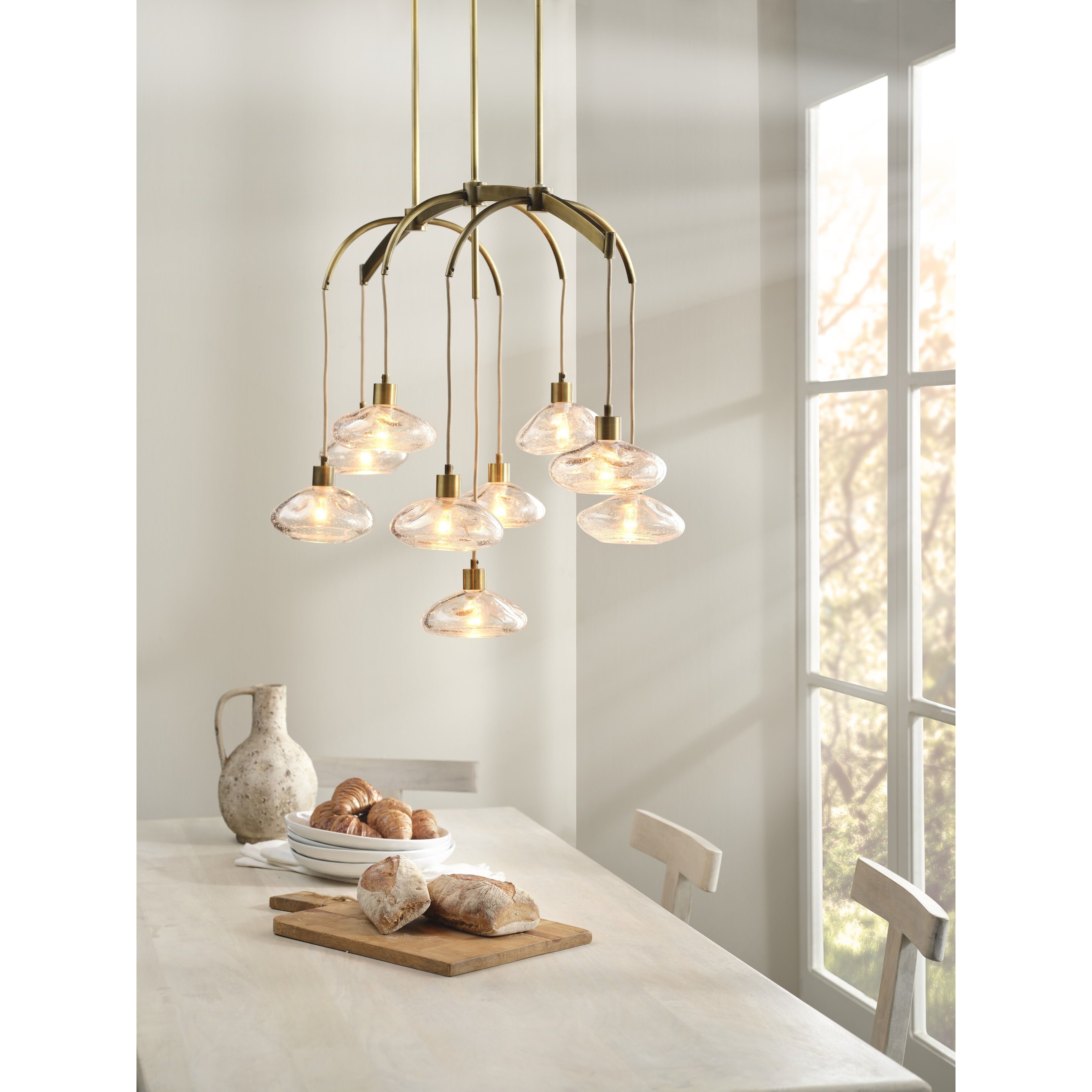 Reservoir LED 42 inch Antique Brass Chandelier Ceiling Light, Inline