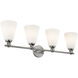 Fusion Collection - Bolzano Family 4 Light 33 inch Brushed Nickel and Opal Bath Bar Wall Light, EVOLV
