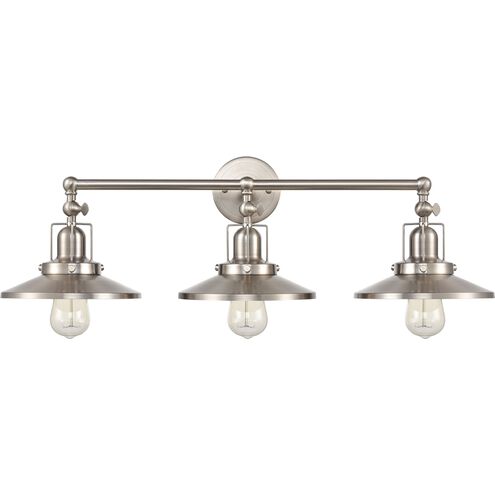 English Pub 3 Light 28 inch Satin Nickel Vanity Light Wall Light