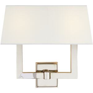Chapman & Myers Square Tube 2 Light 15.5 inch Polished Nickel Double Sconce Wall Light in Linen 2