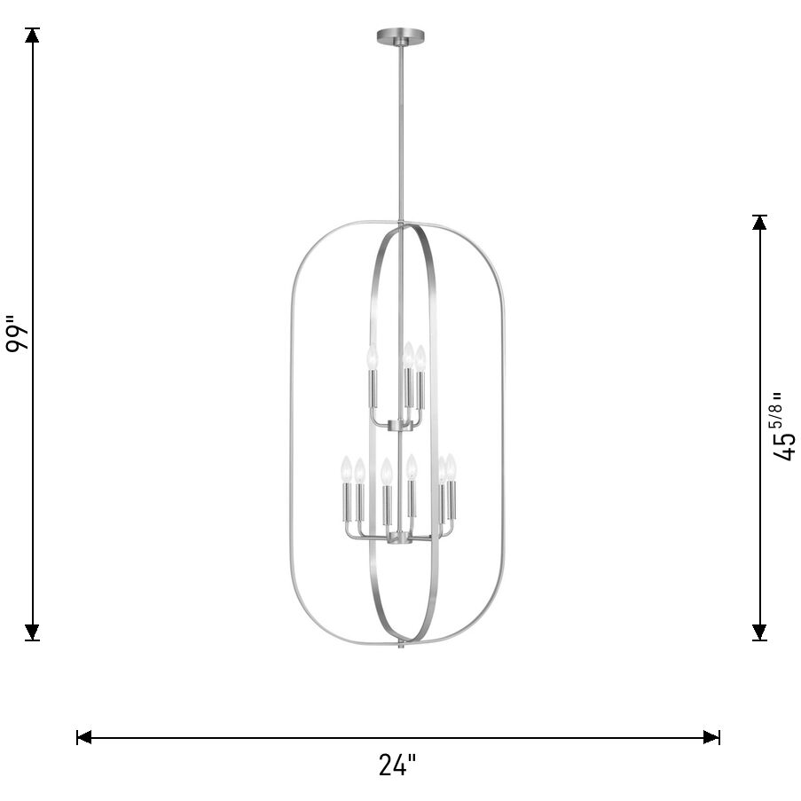 Loretto 9 Light 24 inch Satin Brass Chandelier Ceiling Light