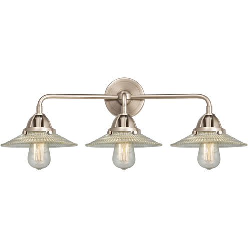Nouveau 2 Halophane LED 27 inch Black Antique Brass and Matte Black Bath Vanity Light Wall Light in Clear Halophane Glass